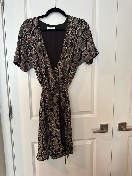 Aritzia Dresses & Skirts - Aritzia Babaton Snake Print Wrap Dress in Brown/Black